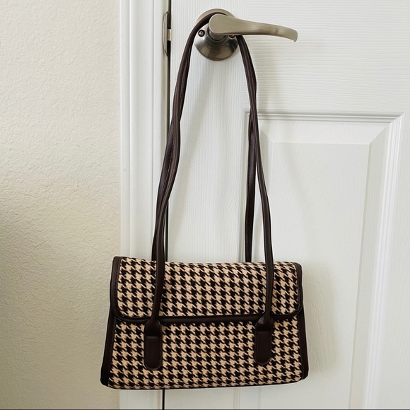 Tweed long strap houndstooth shoulder bag - Picture 2 of 8